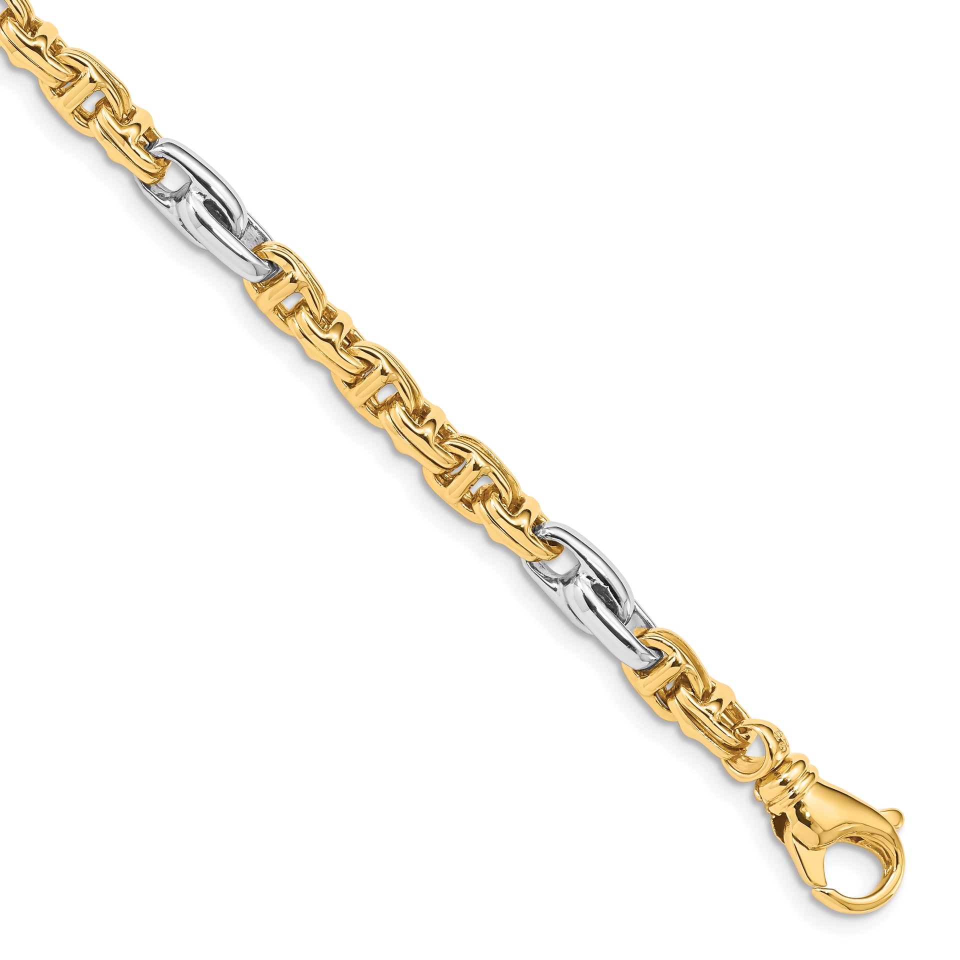 14k Two-tone 5.38mm Hand-polished Fancy Link Chain