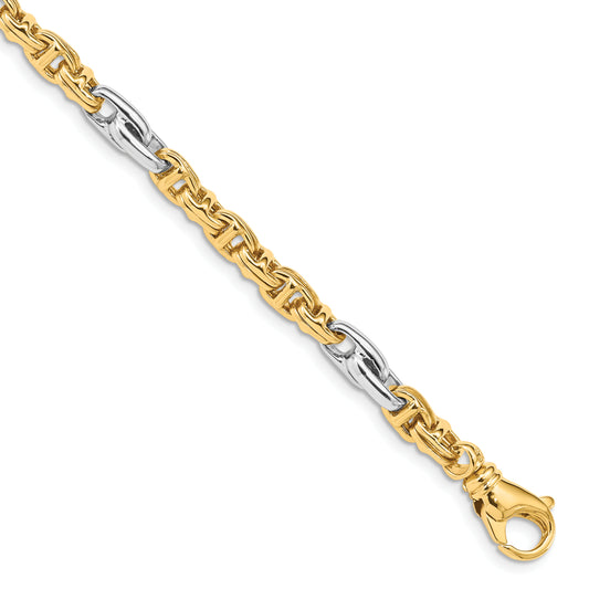 14k Two-tone 5.38mm Hand-polished Fancy Link Chain