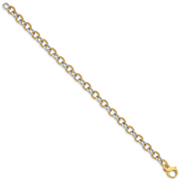 14k Two-tone 6.5mm Fancy Link Chain