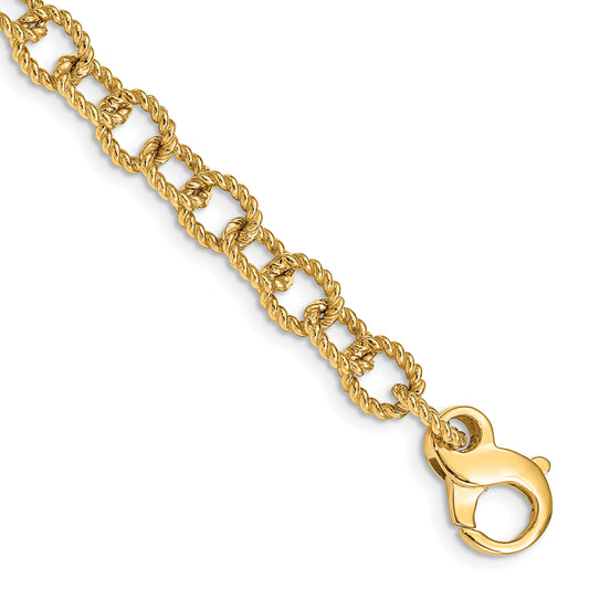 14K 6.5mm Polished Hand-polished Fancy Link Bracelet