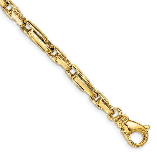 14k 5mm Hand-polished Fancy Link Chain