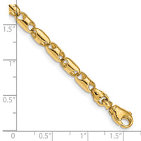 14k 4.1mm Fancy Barrel Link Bracelet