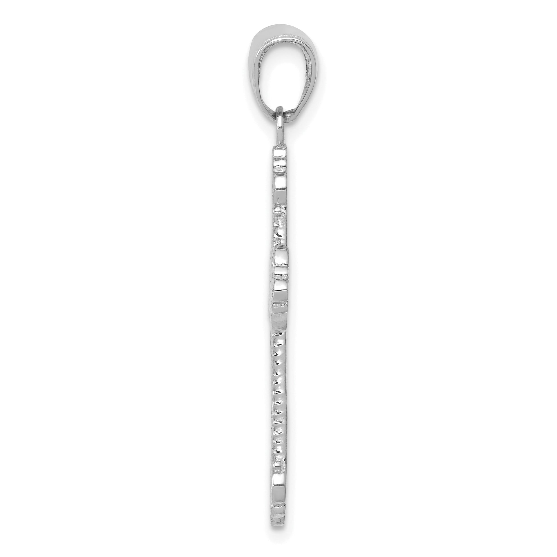 14K White Gold Fleur De Lis Cross Charm