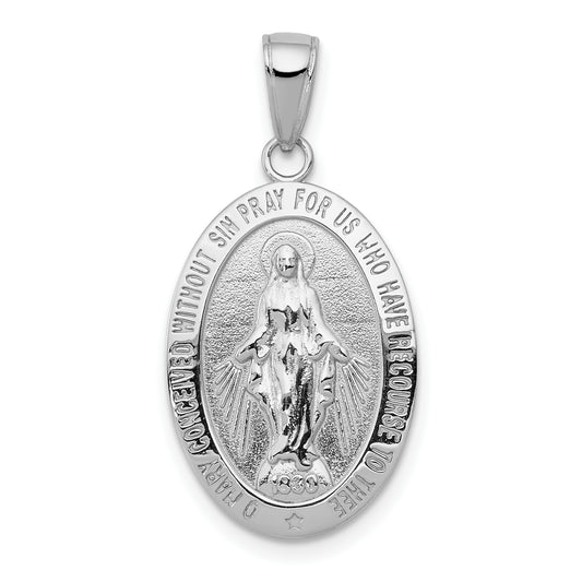 14k White Gold Miraculous Medal Pendant