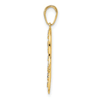 14k & White Rhodium D/C Fancy Hamsa Pendant