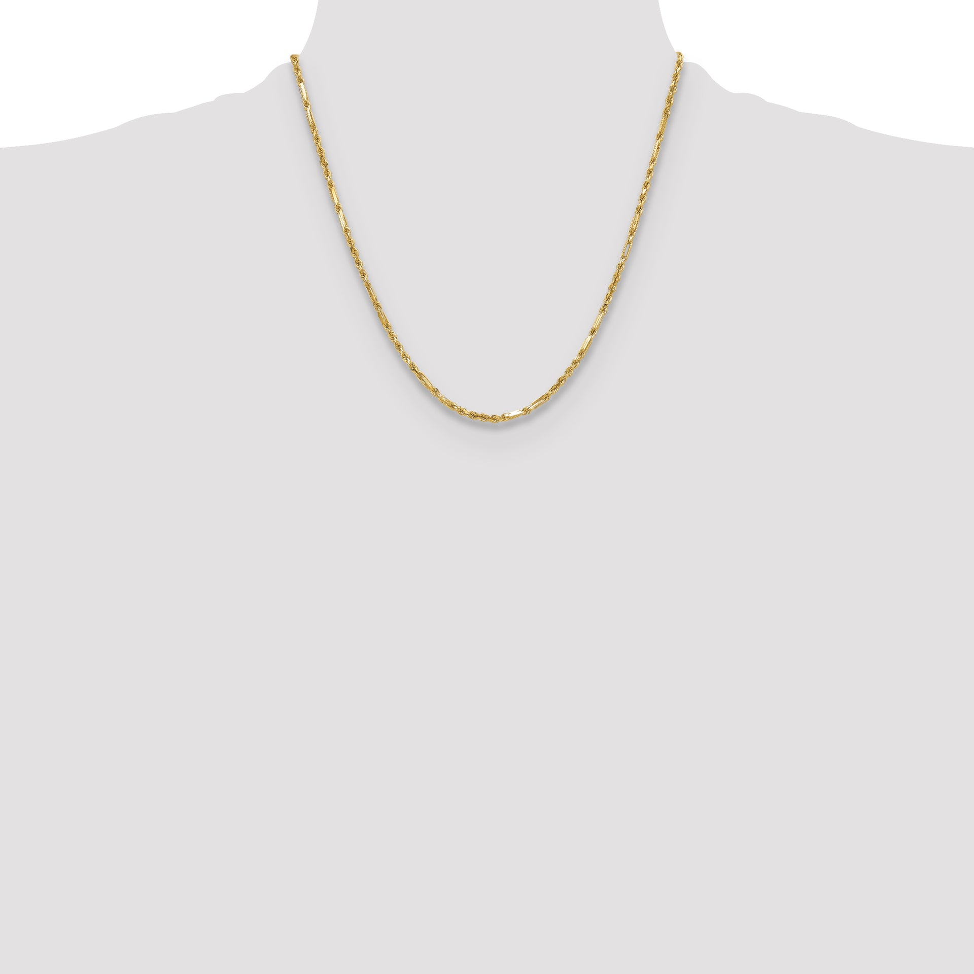14k 2.75mm D/C Milano Rope Chain
