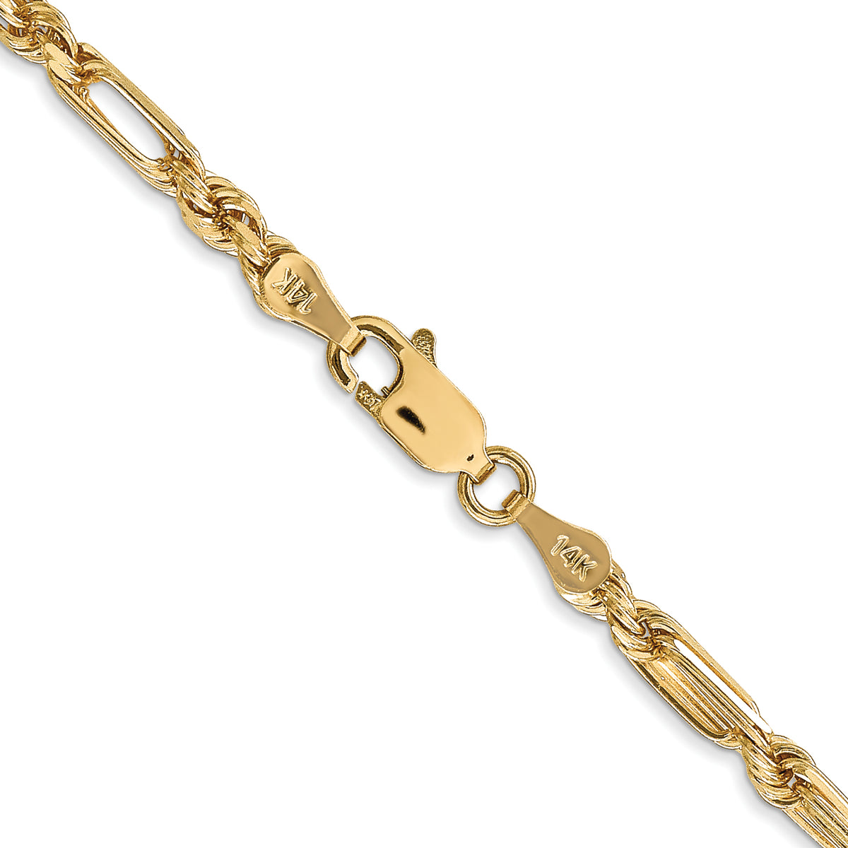 14k 3.0mm D/C Milano Rope Chain
