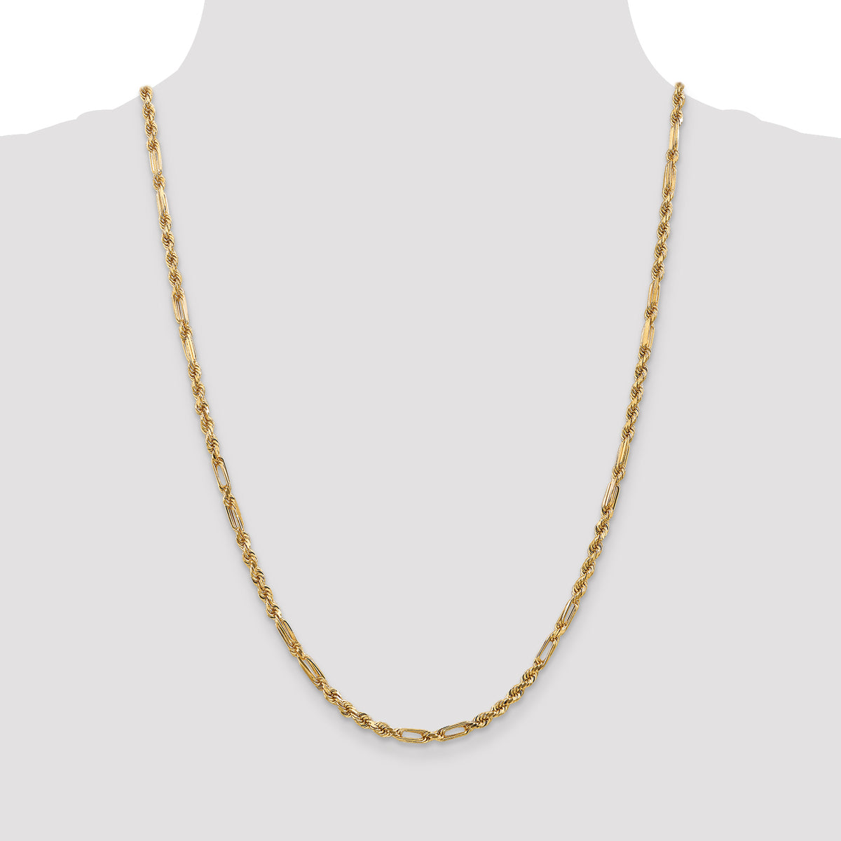 14k 3.0mm D/C Milano Rope Chain