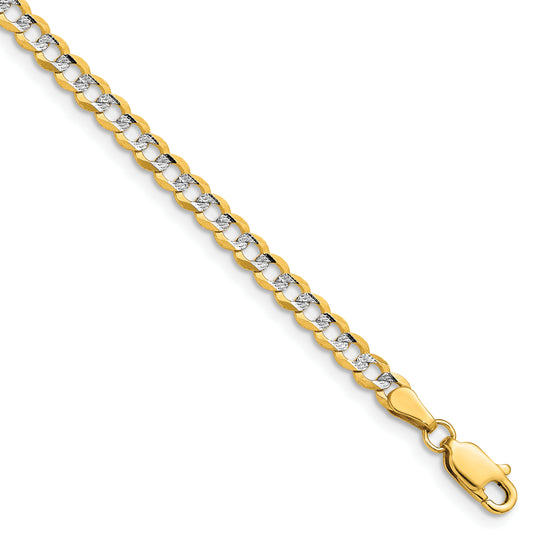 14k 3.7mm Lightweight PavÃ© Flat Cuban Chain