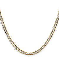 14k 3.7mm Lightweight PavÃ© Flat Cuban Chain