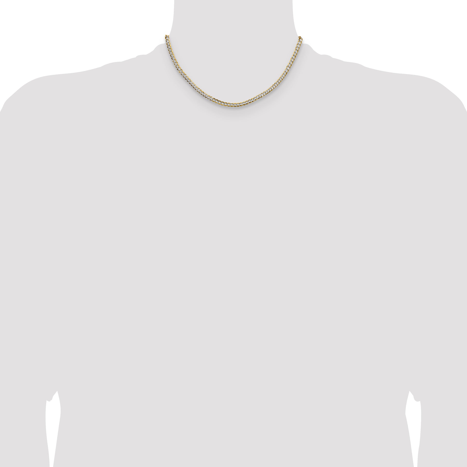 14k 3.7mm Lightweight PavÃ© Flat Cuban Chain