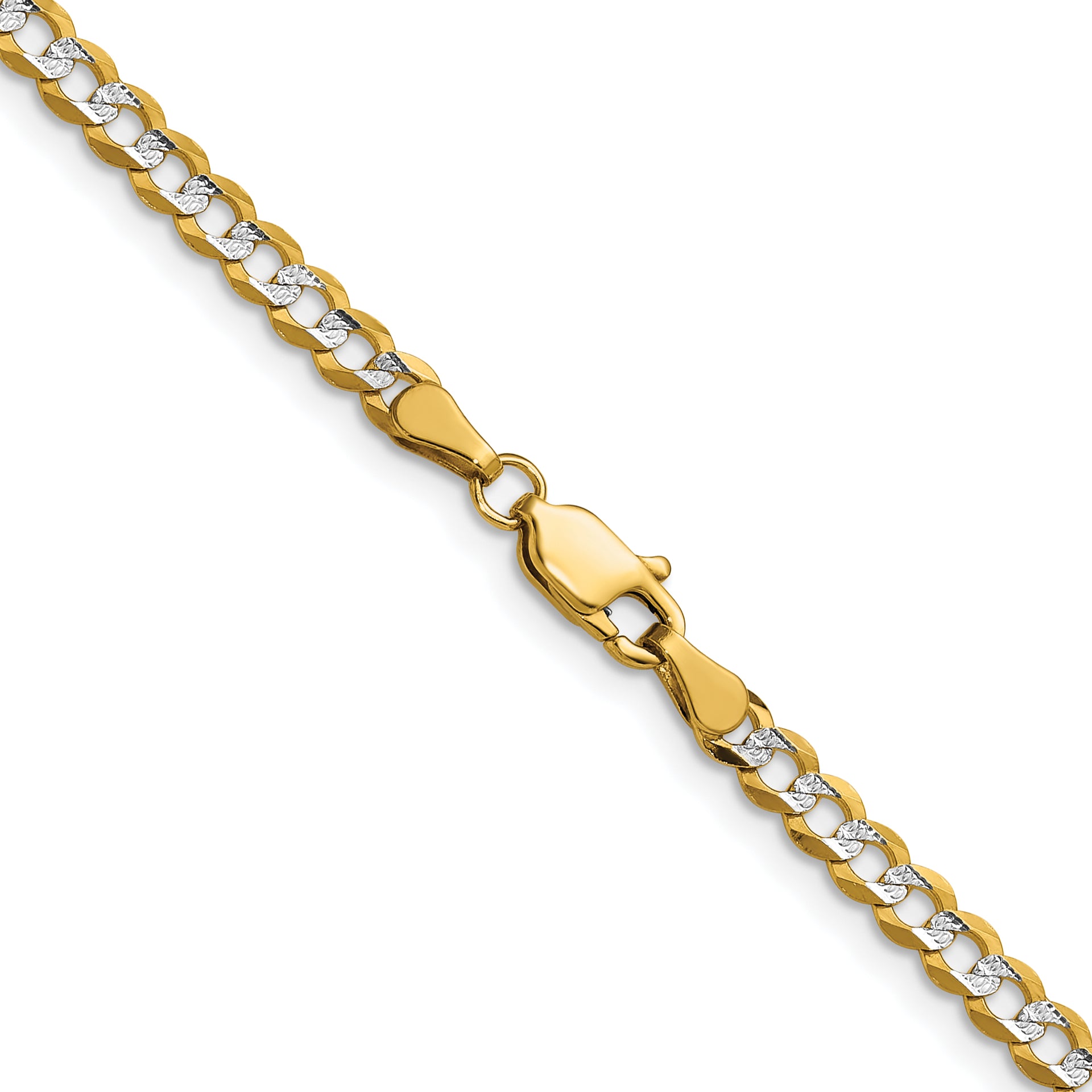 14k 3.7mm Lightweight PavÃ© Flat Cuban Chain