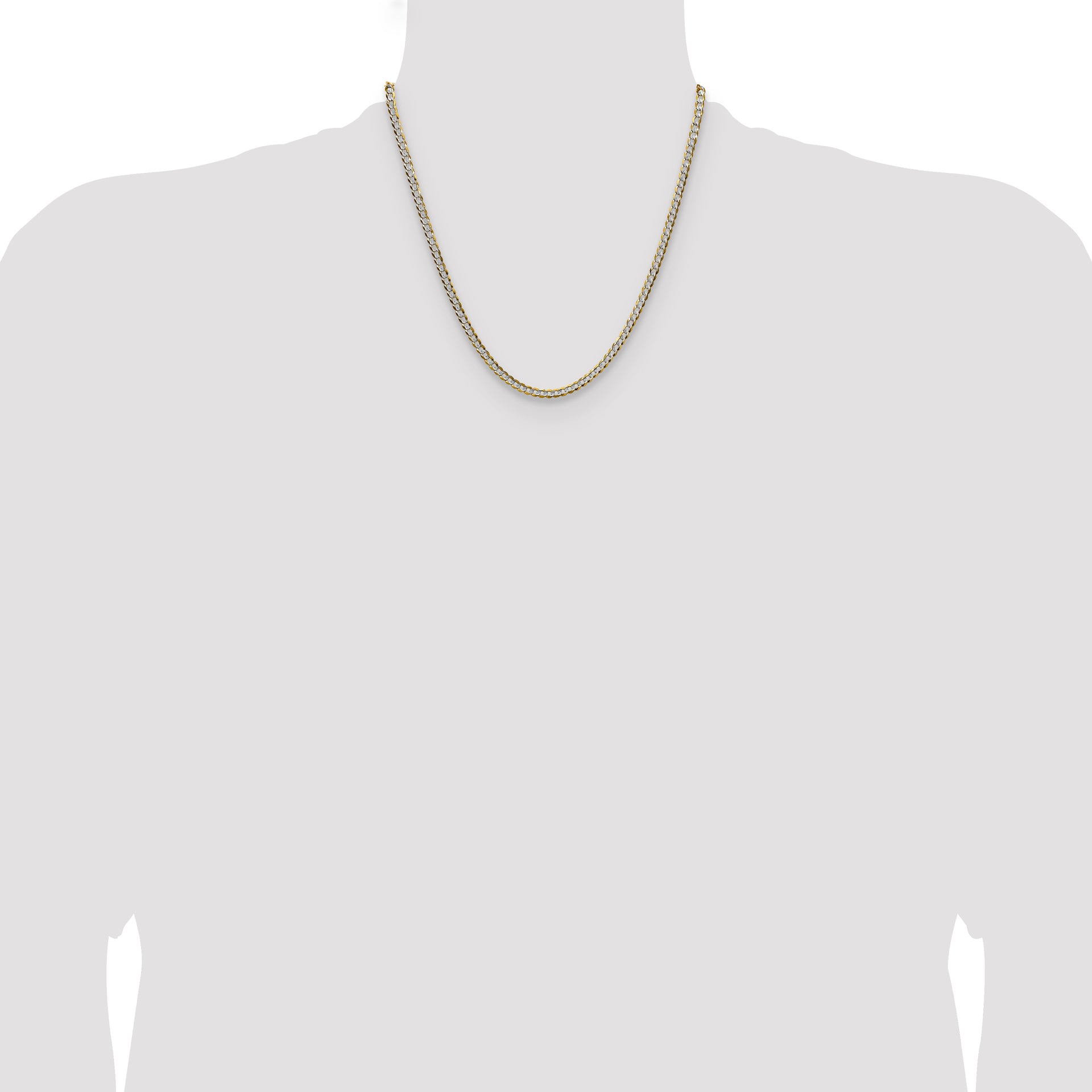 14k 3.7mm Lightweight PavÃ© Flat Cuban Chain