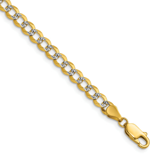 14k 4.7mm Lightweight PavÃ© Flat Cuban Chain