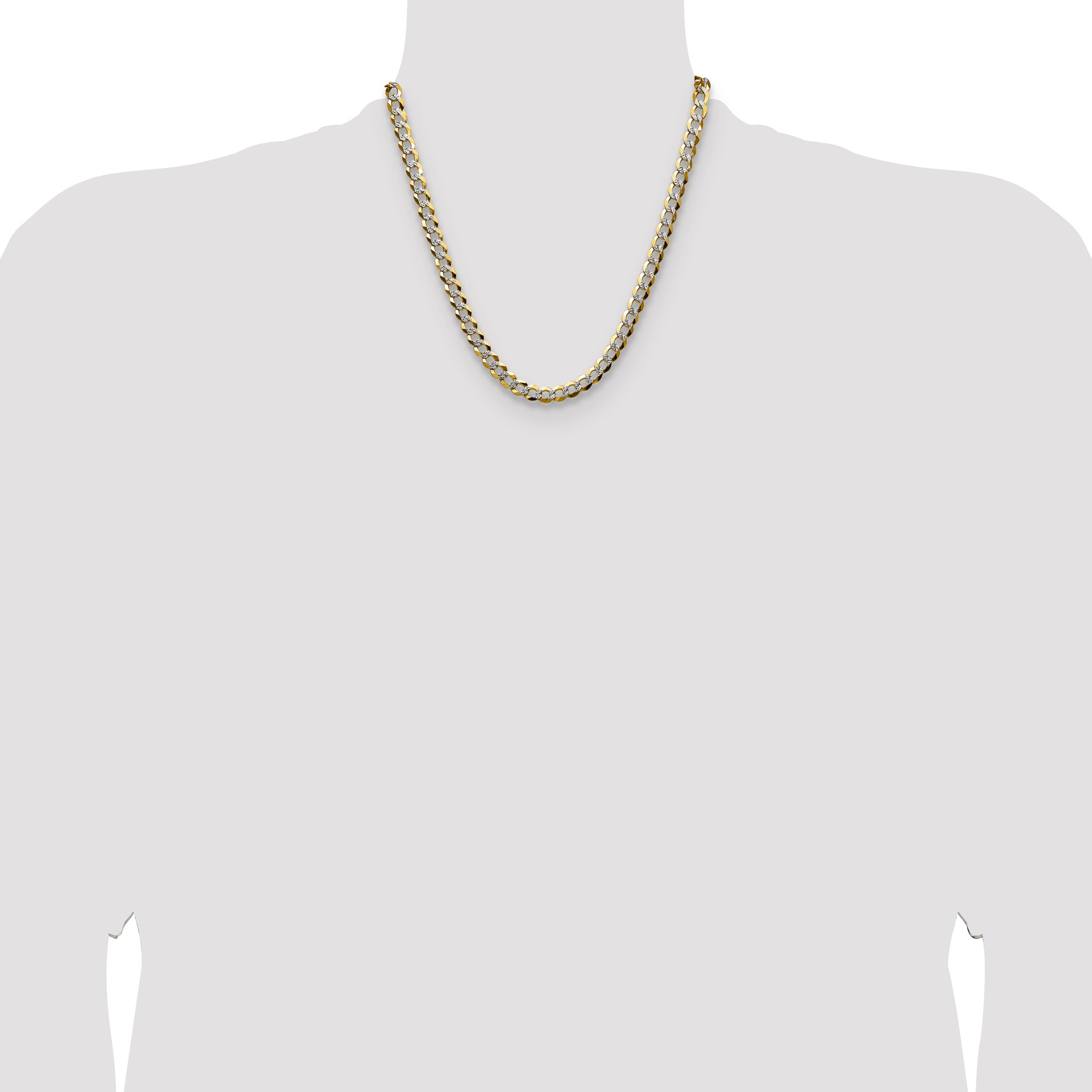 14k 7.2mm Lightweight PavÃ© Flat Cuban Chain