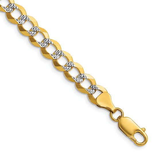 14k 7.2mm Lightweight PavÃ© Flat Cuban Chain