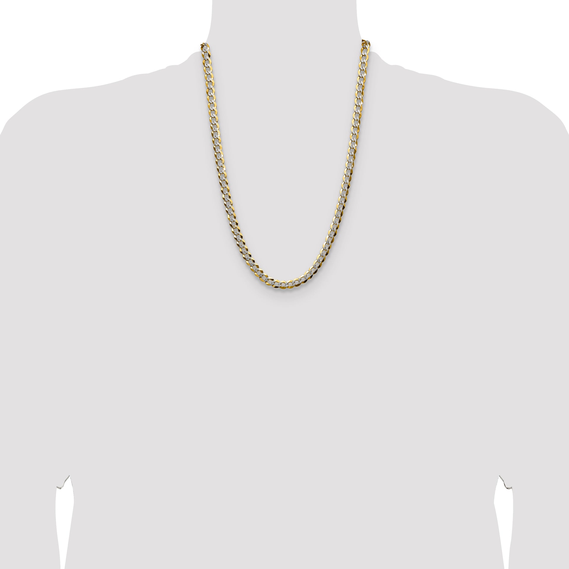 14k 7.2mm Lightweight PavÃ© Flat Cuban Chain