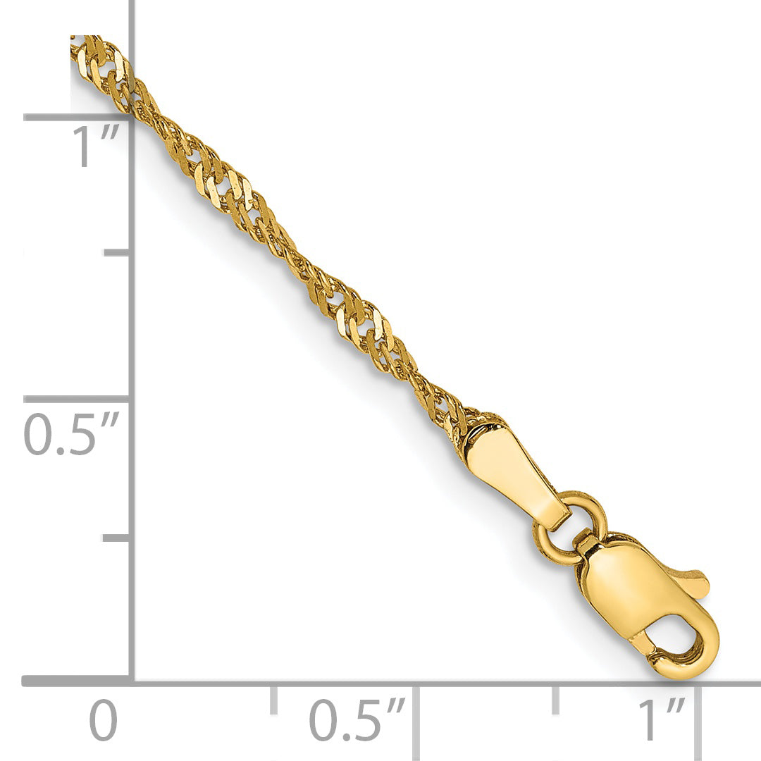 14k 1.70mm Singapore Chain Anklet