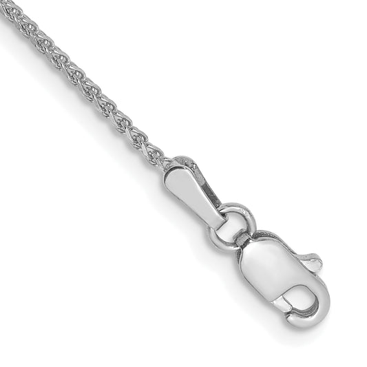 14k White Gold 1.25mm Solid Diamond-cut Spiga Chain Anklet