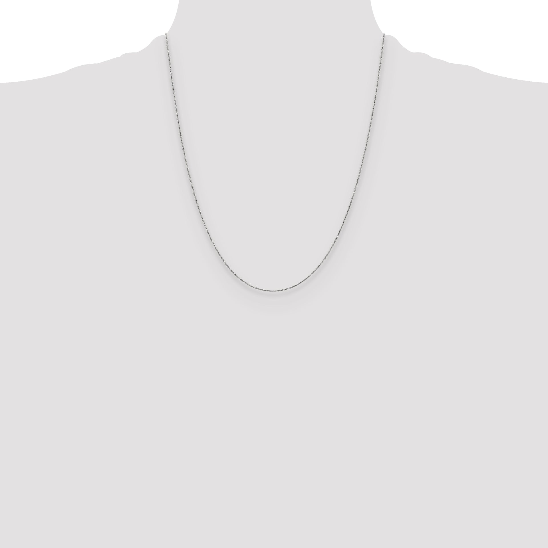 14k White Gold .75mm Round Open Link Cable Chain