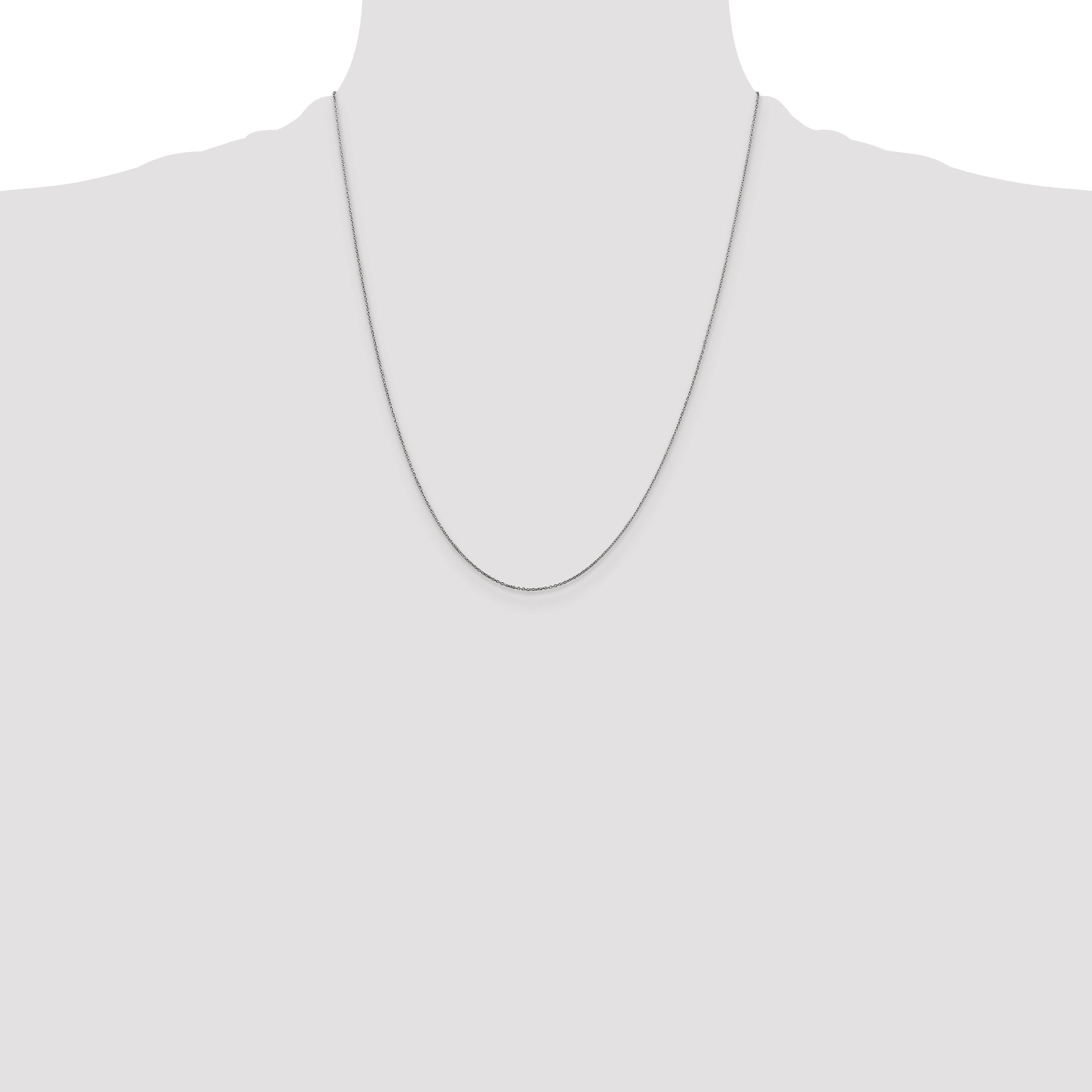 14k White Gold .6mm D/C Round Open Link Cable Chain