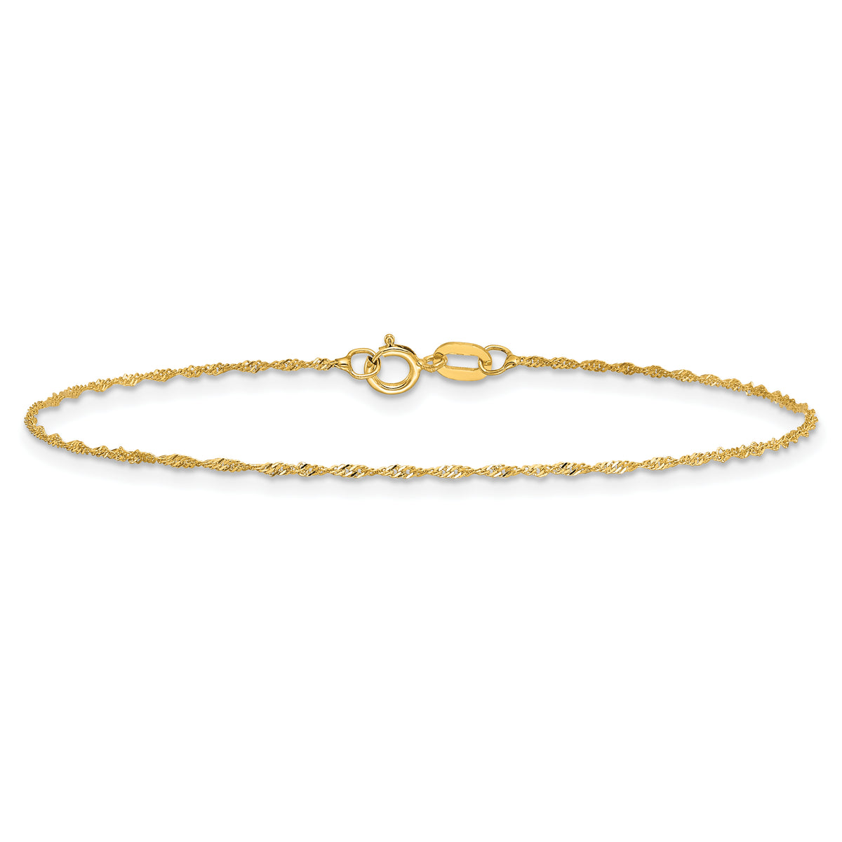 14k 1mm Singapore Chain Anklet