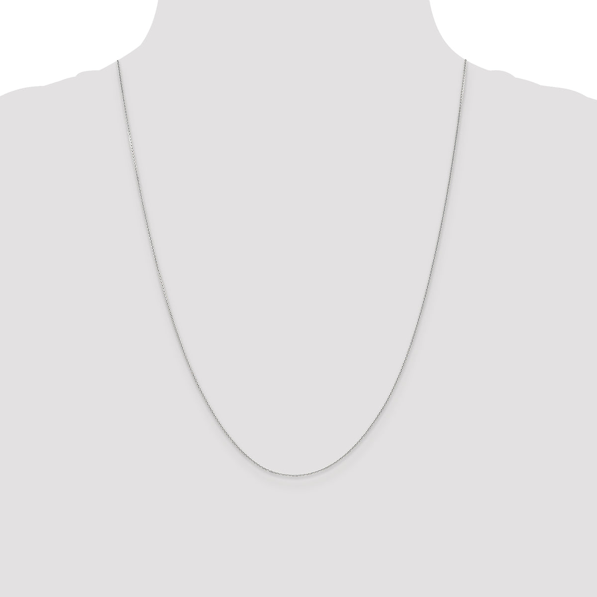 14k White Gold .65mm D/C Round Open Link Cable Chain
