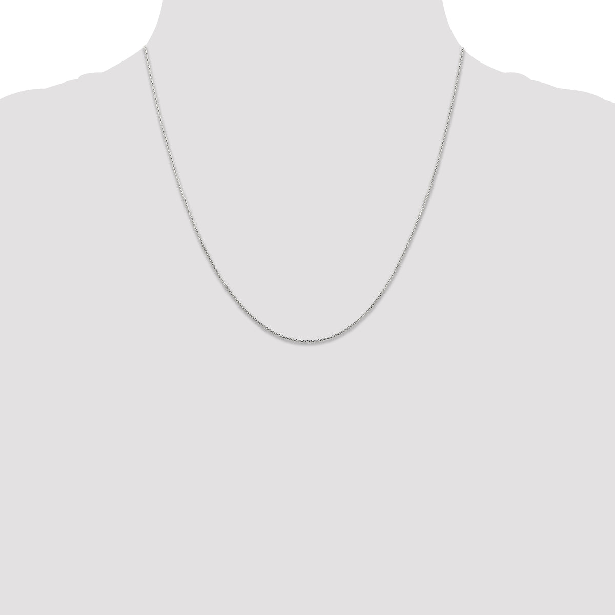 14k White Gold .8mm D/C Round Open Link Cable Chain