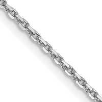 14k White Gold 1.4mm D/C Round Open Link Cable Chain