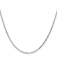 14k White Gold 1.4mm D/C Round Open Link Cable Chain