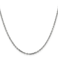 14k White Gold 2.2mm D/C Round Open Link Cable Chain