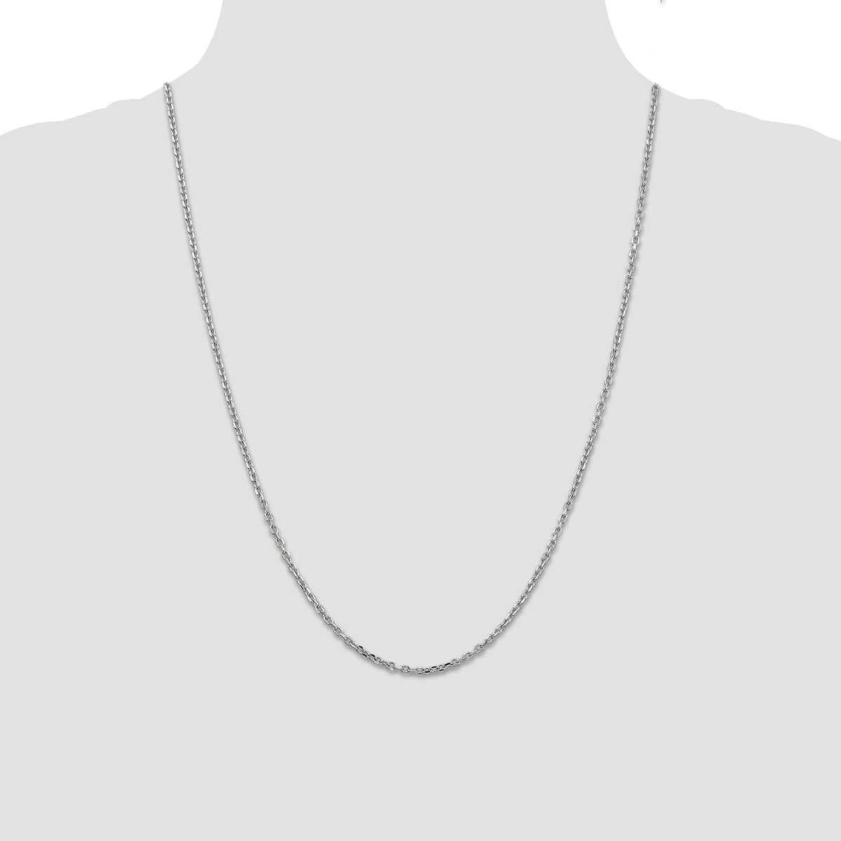 14k White Gold 2.2mm D/C Round Open Link Cable Chain