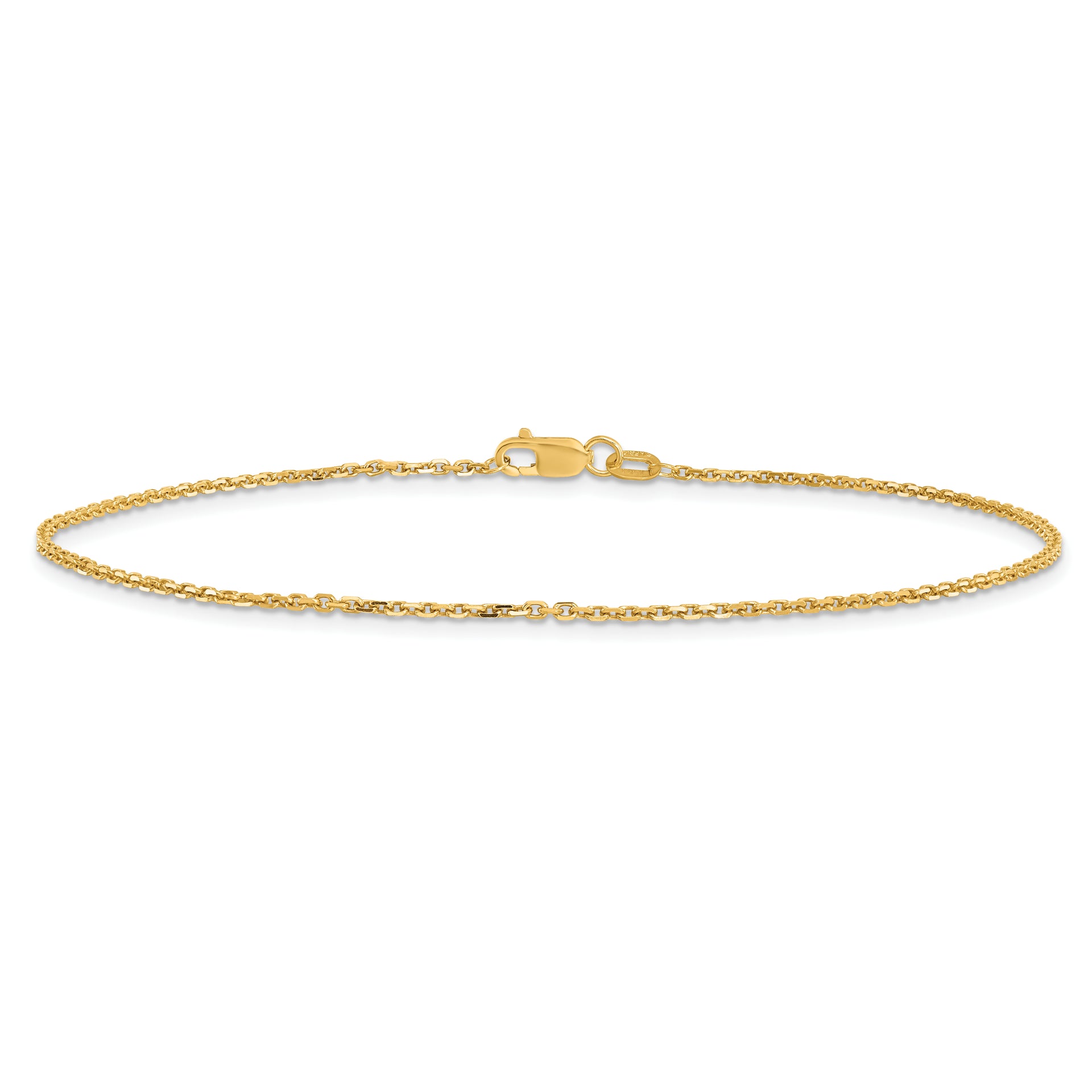 14k 1.4mm D/C Round Open Link Cable Chain Anklet