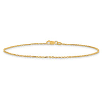 14k 1.4mm D/C Round Open Link Cable Chain Anklet