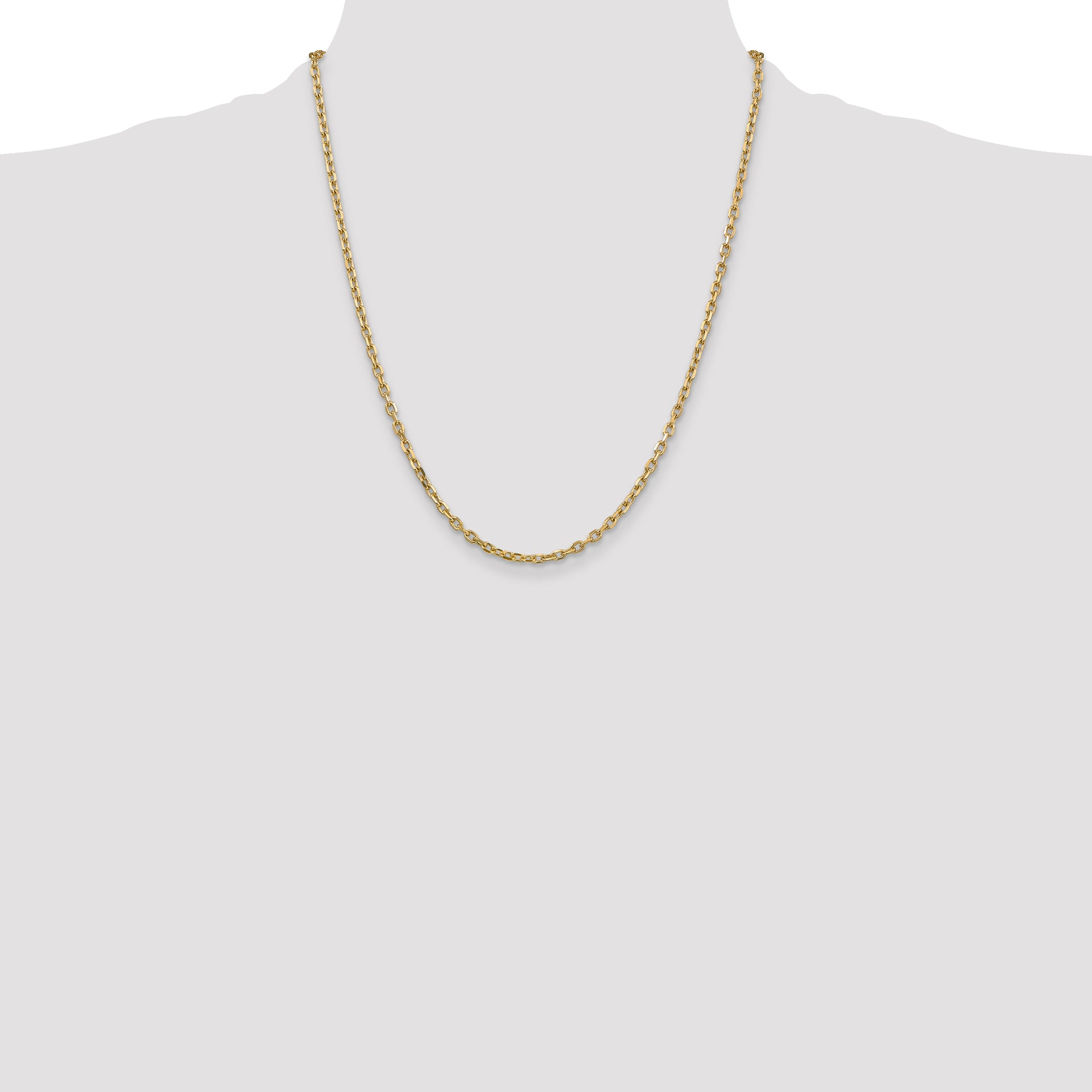 14k 3mm D/C Round Open Link Cable Chain