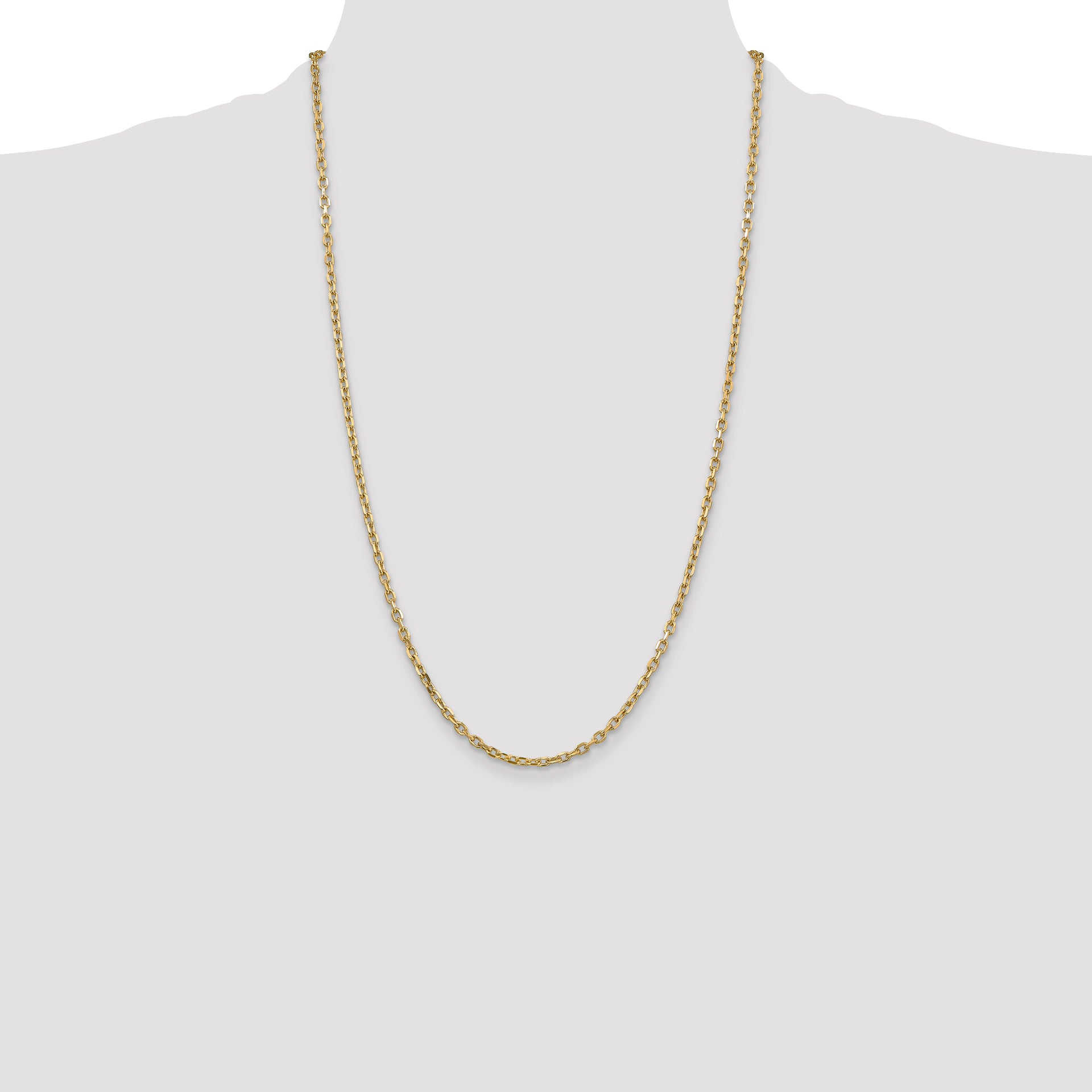 14k 3mm D/C Round Open Link Cable Chain