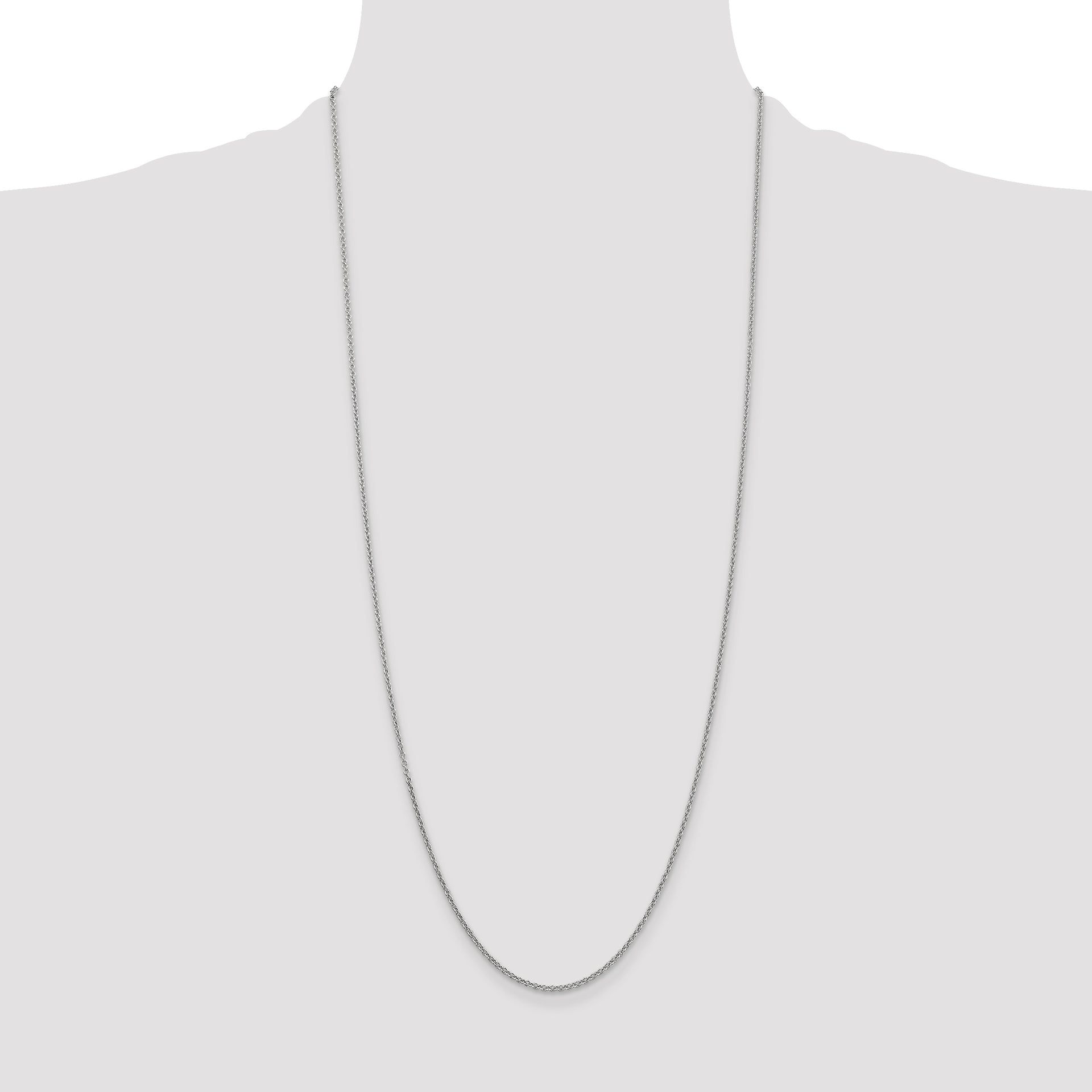 14k White Gold 1.6mm Round Open Link Cable Chain