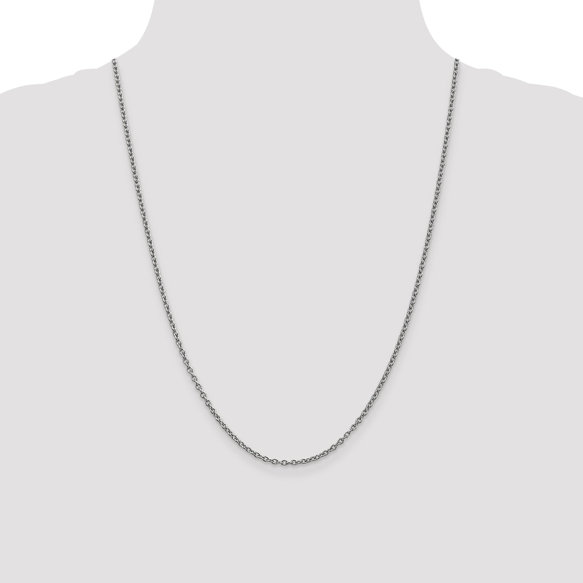 14k White Gold 2.4mm Round Open Link Cable Chain