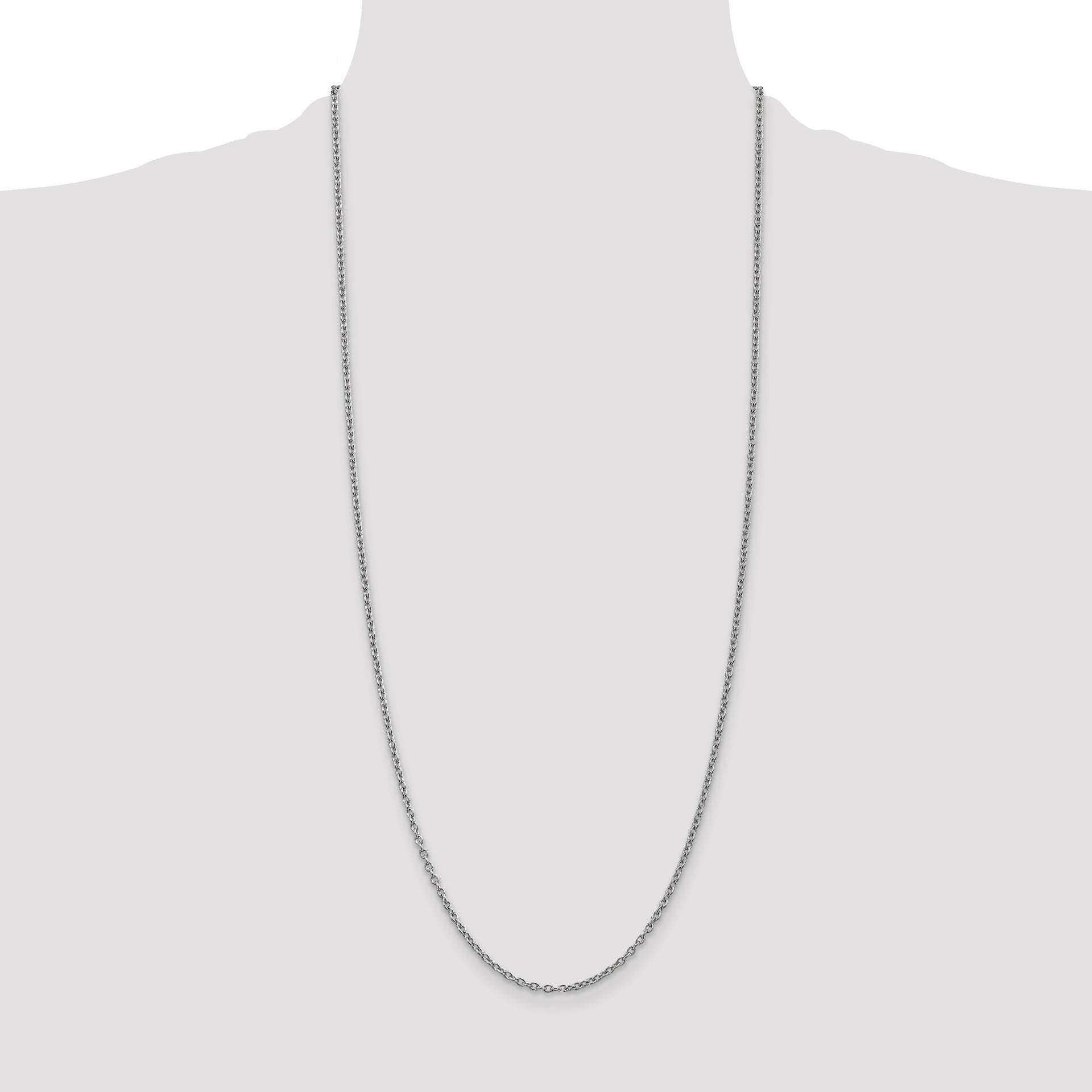 14k White Gold 2.4mm Round Open Link Cable Chain
