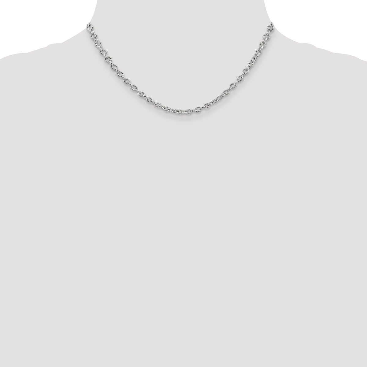 14k White Gold 3.2mm Round Open Link Cable Chain