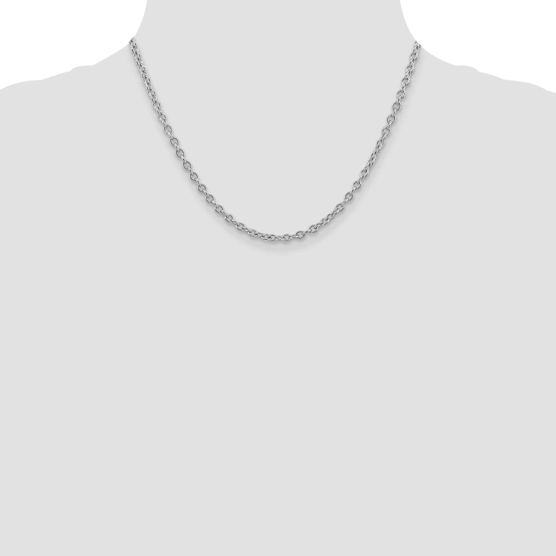 14k White Gold 3.2mm Round Open Link Cable Chain