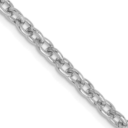 14k White Gold 3.2mm Round Open Link Cable Chain