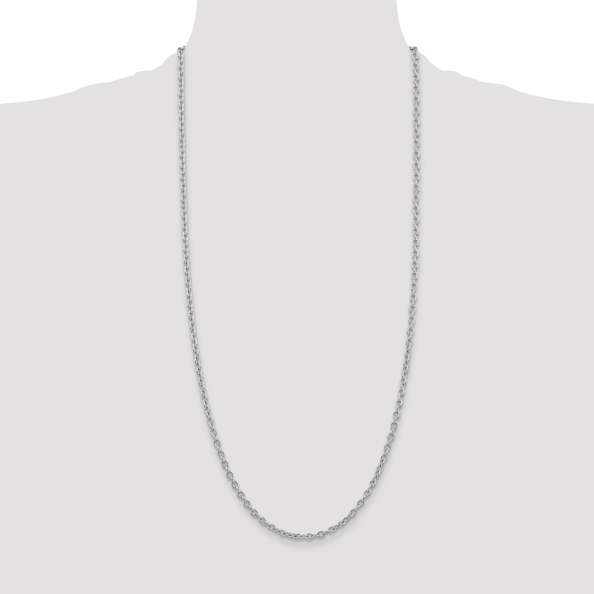14k White Gold 3.2mm Round Open Link Cable Chain