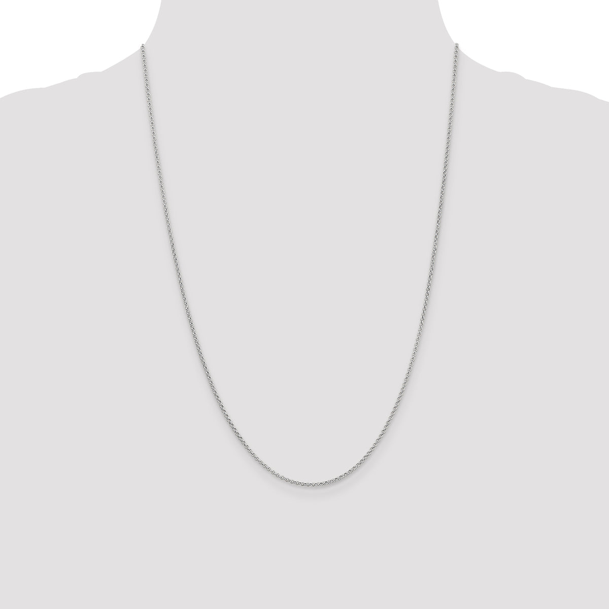 14k White Gold 1.55mm Rolo Pendant Chain