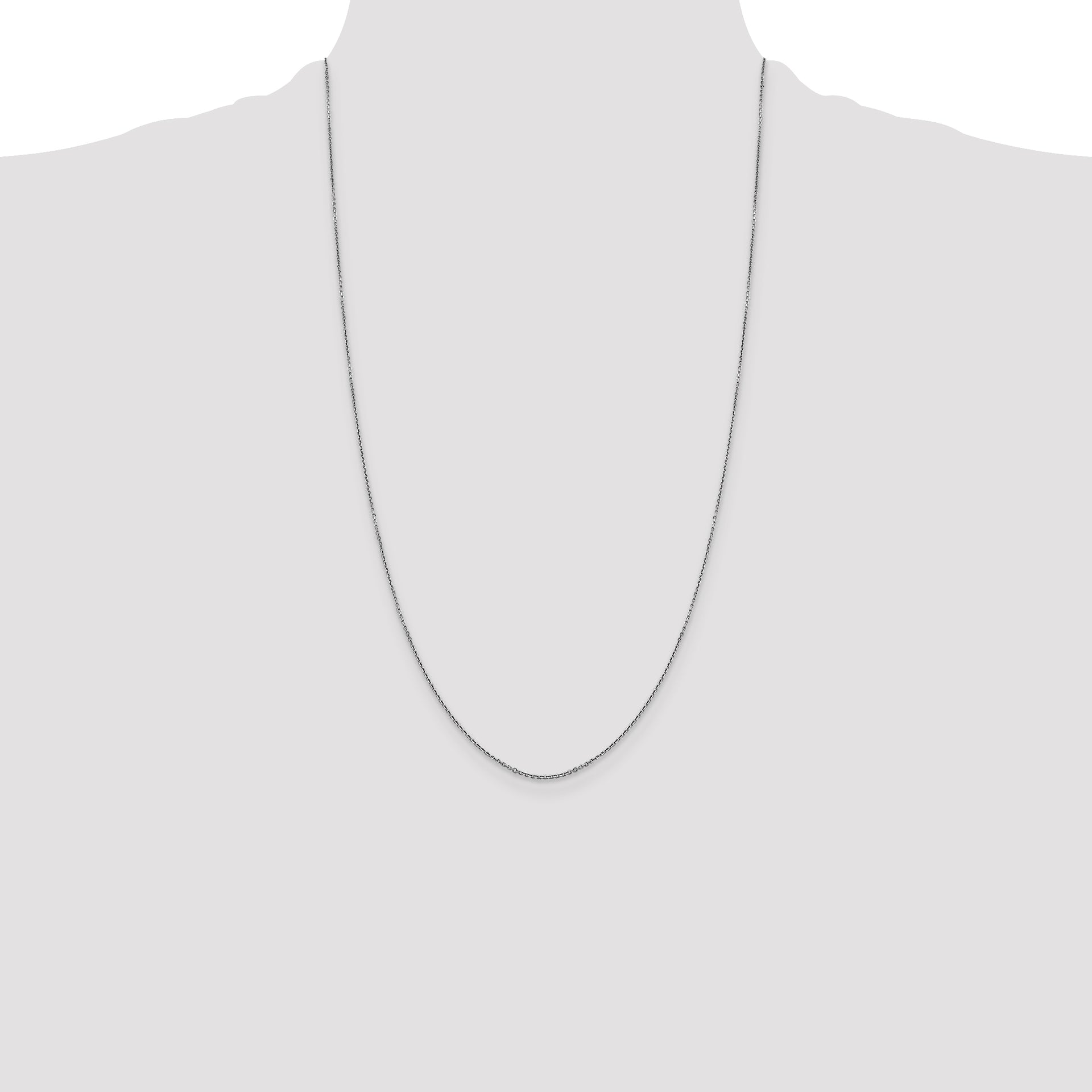 14k White Gold .9mm D/C Round Open Link Cable Chain