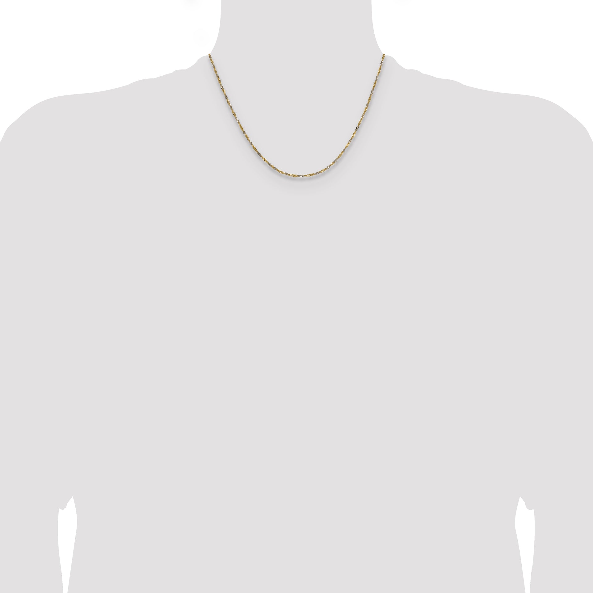 14k Yellow Gold with Rhodium 1.4mm Singapore Chain