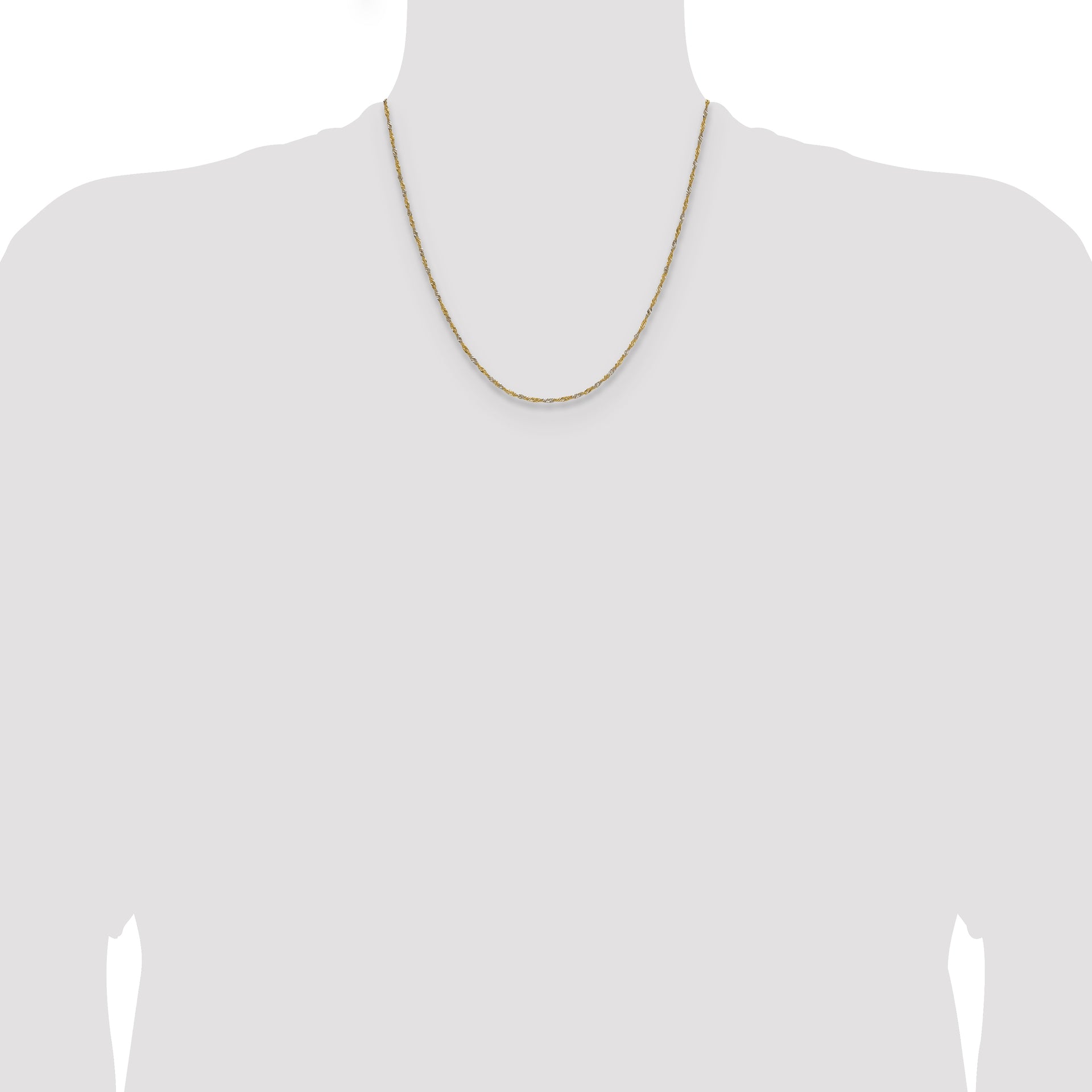 14k Yellow Gold with Rhodium 1.4mm Singapore Chain