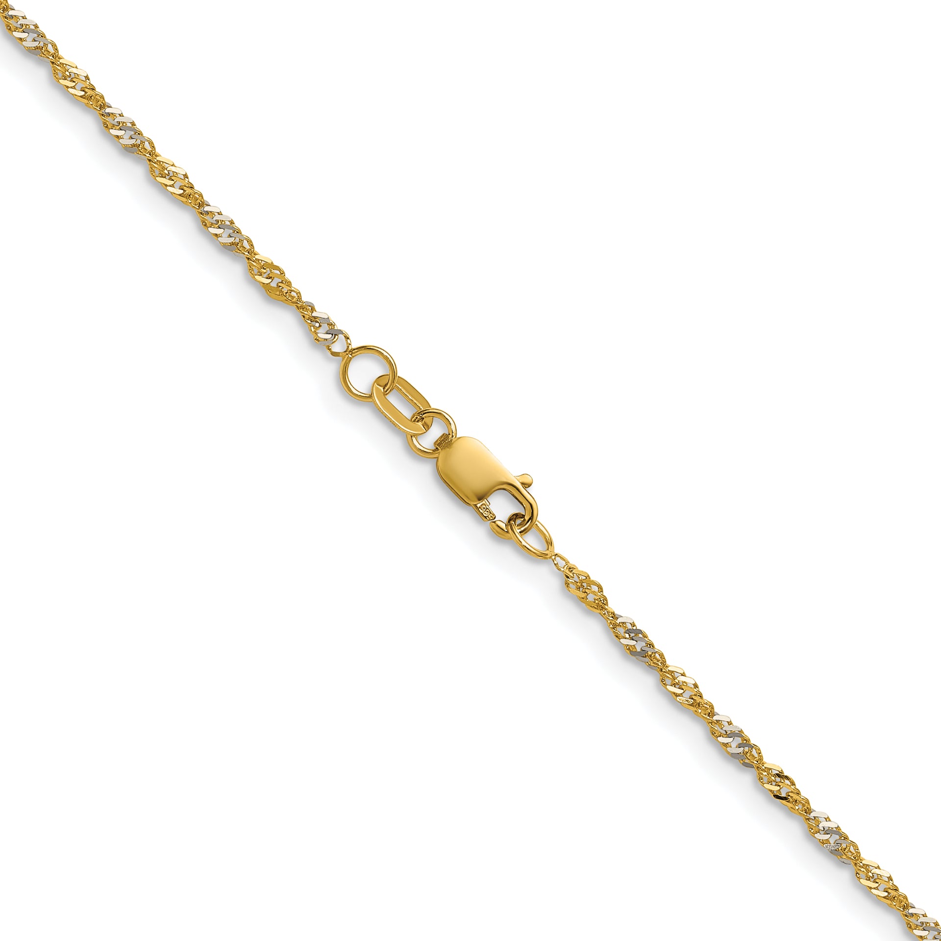 14k Yellow Gold with Rhodium 1.65mm Singapore Chain