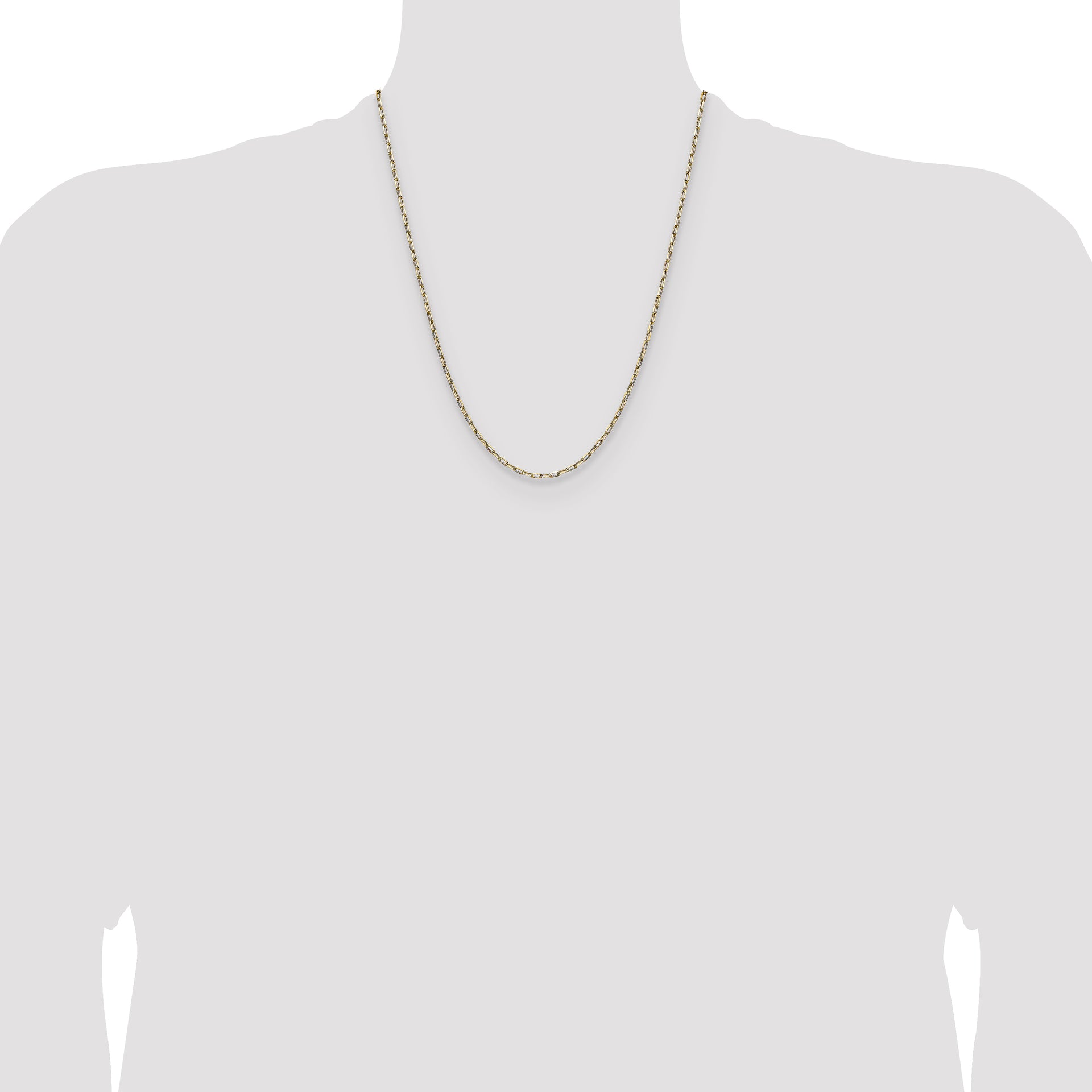 14k 2.1mm Solid Beveled Paperclip Chain