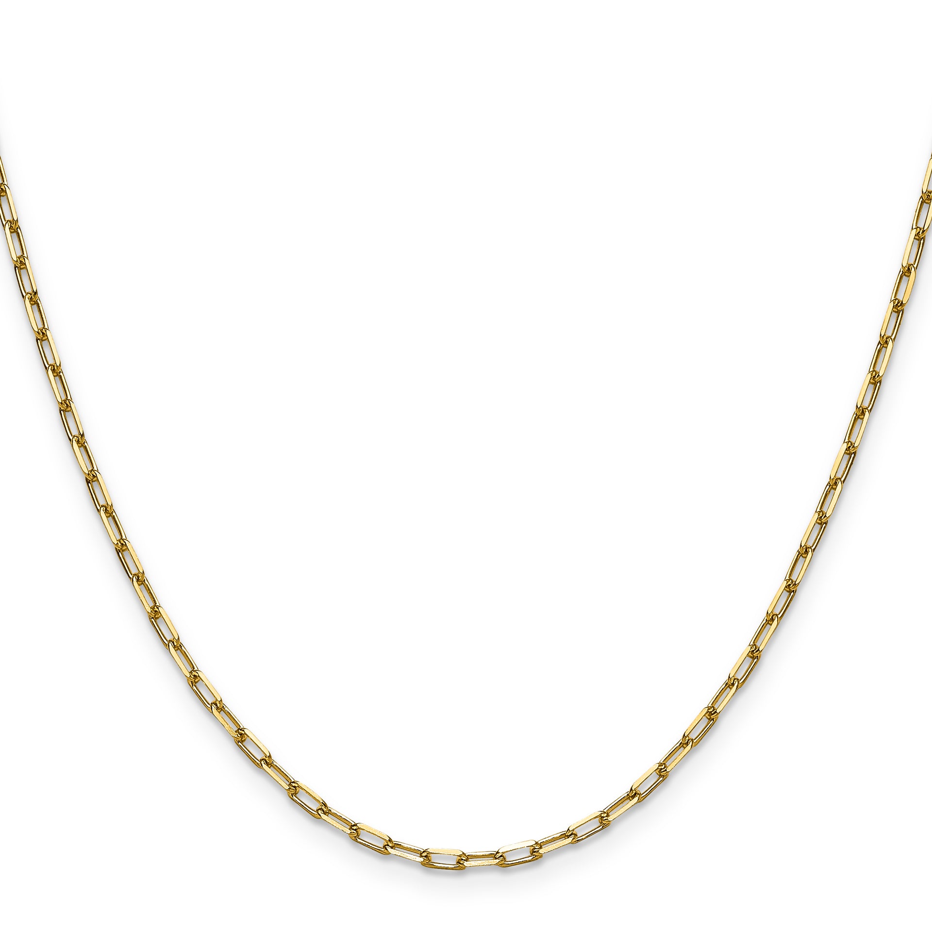 14k 2.1mm Solid Beveled Paperclip Chain